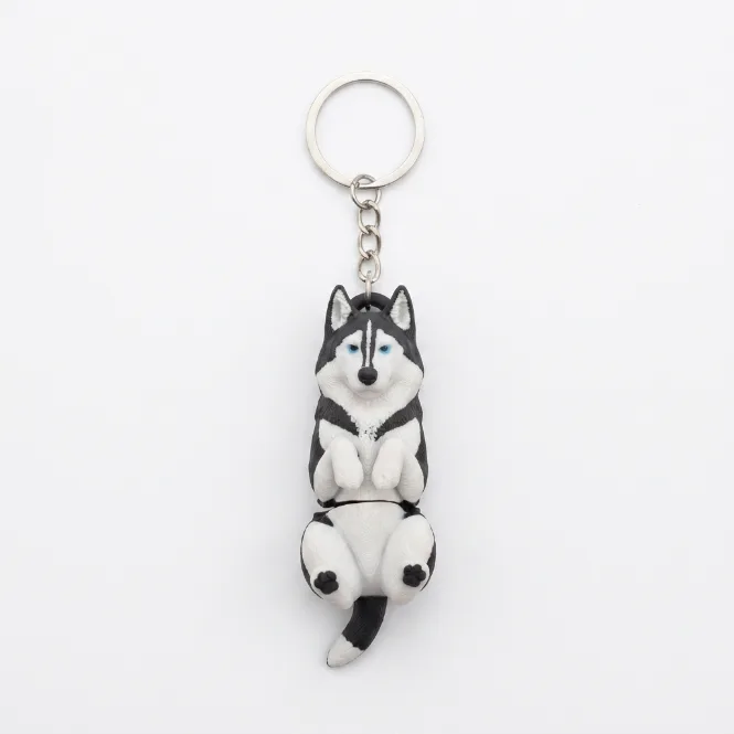 Chaveiro de Cachorro Husky Flexível Articulado