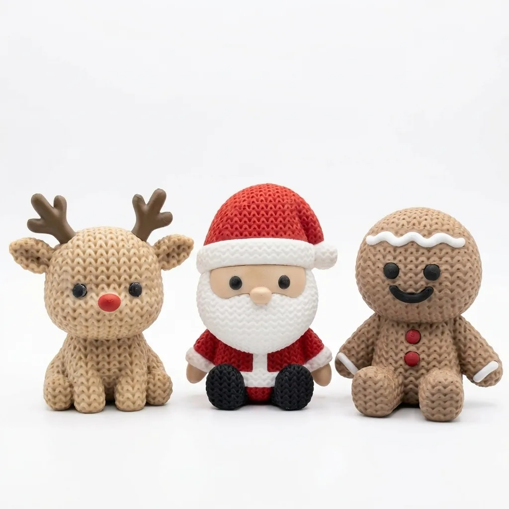 Kit 3 Mini Enfeite Natalino Papai Noel Rena Biscoito Decorativo